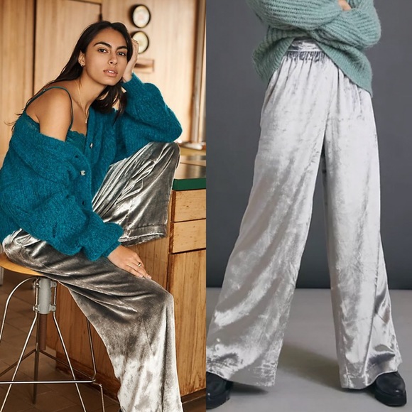 Anthropologie Pants - Anthropologie Maeve Anastasia Velvet Pull-On Wide-Leg Pants size S